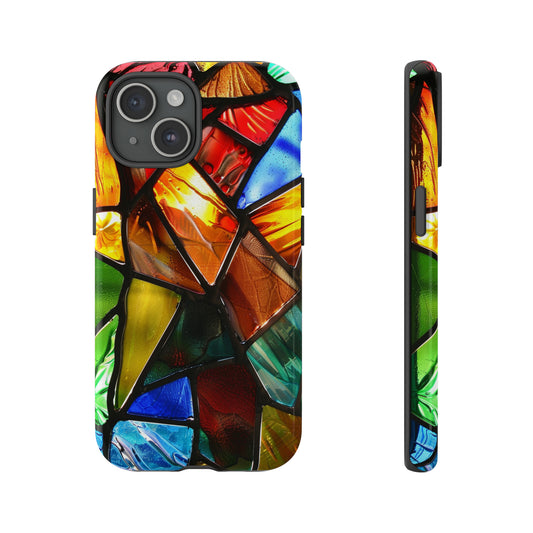 Color Explosion Abstract Stained Glass Phone Case for iPhone 15