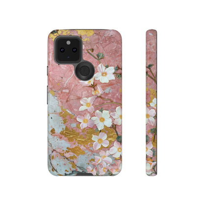 Pink Forget Me Nots Gold Floral Phone Case