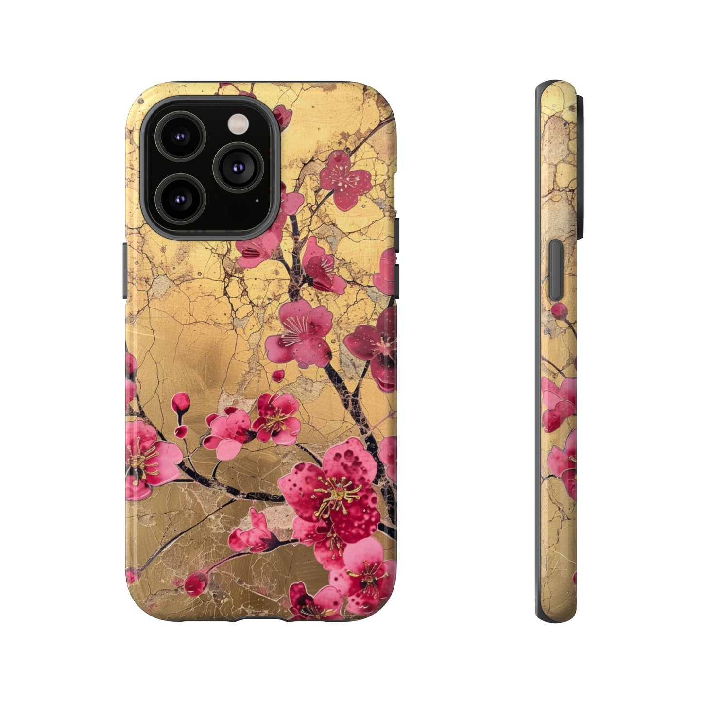 Pink Forget Me Nots Gold Floral Phone Case