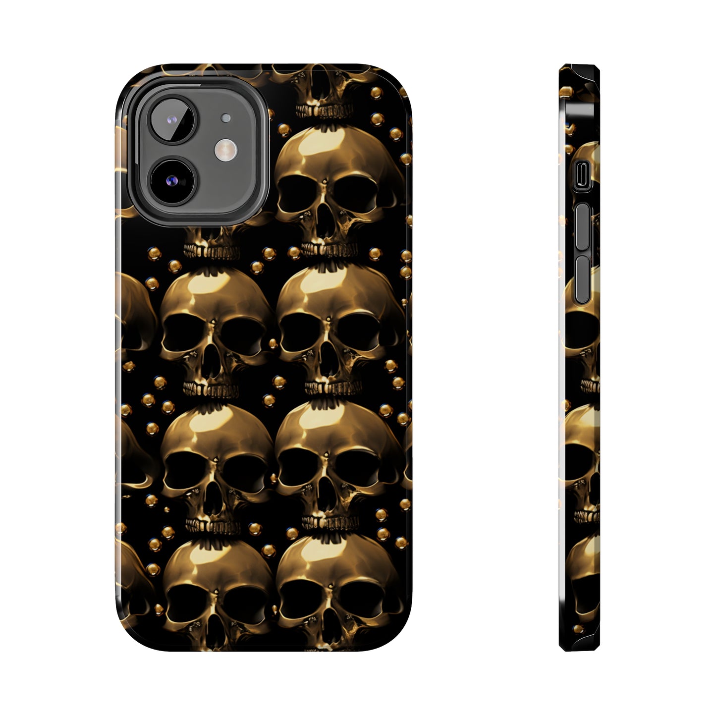 iPhone Case Golden Enigma: Where Goth Meets Glamour | Gold Skulls iPhone Tough Case