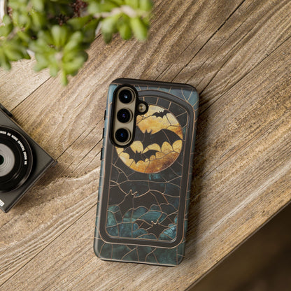 Halloween Phone Case Bats Stained Glass Style Spooky Moon Phone Cover