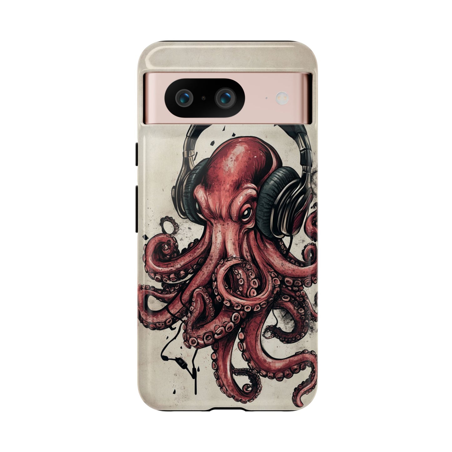 Retro Style Japanese Octopus Listening to Headphones Phone Cover