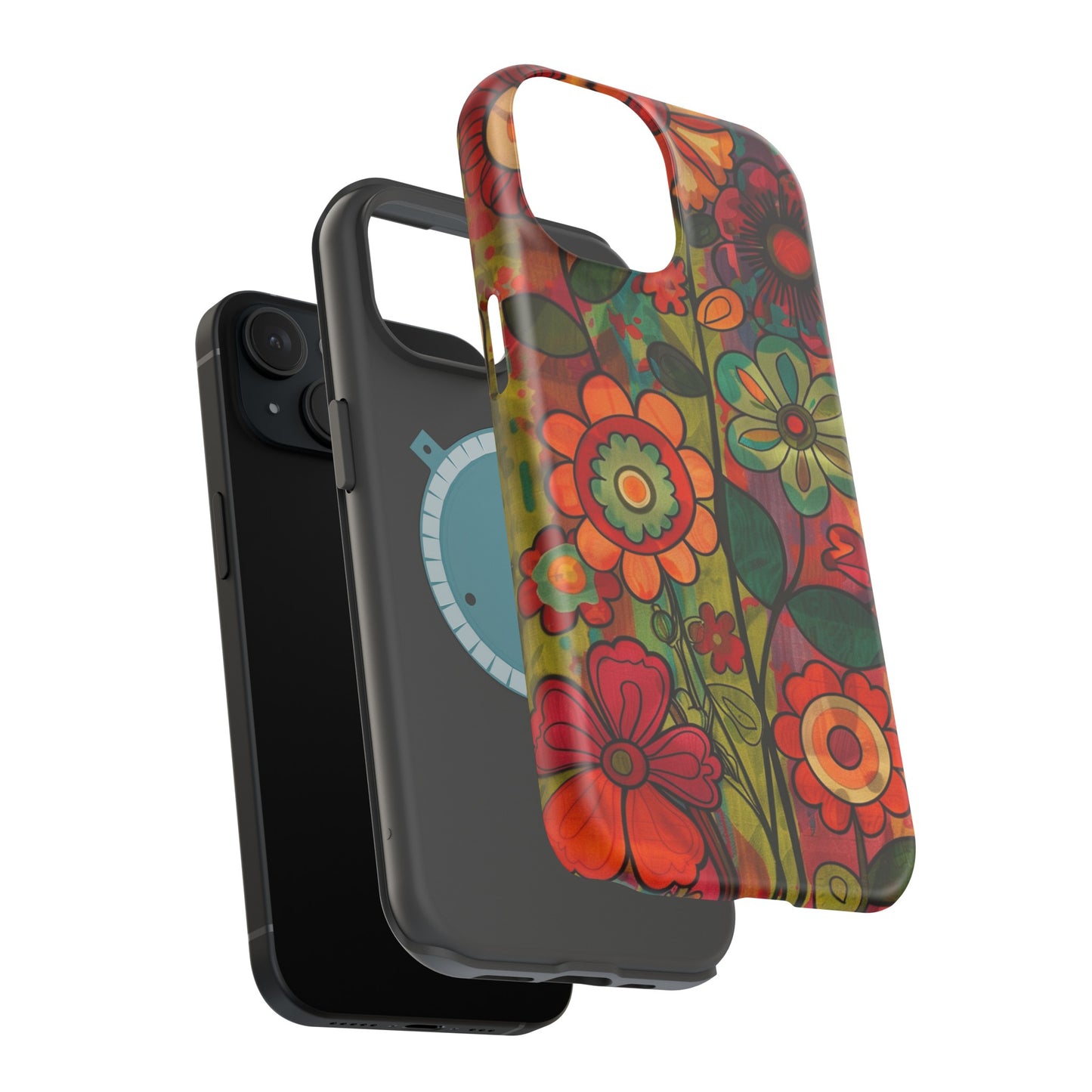 Retro Watercolor Abstract Floral Summer Style MagSafe Phone Case, iPhone 15 Case