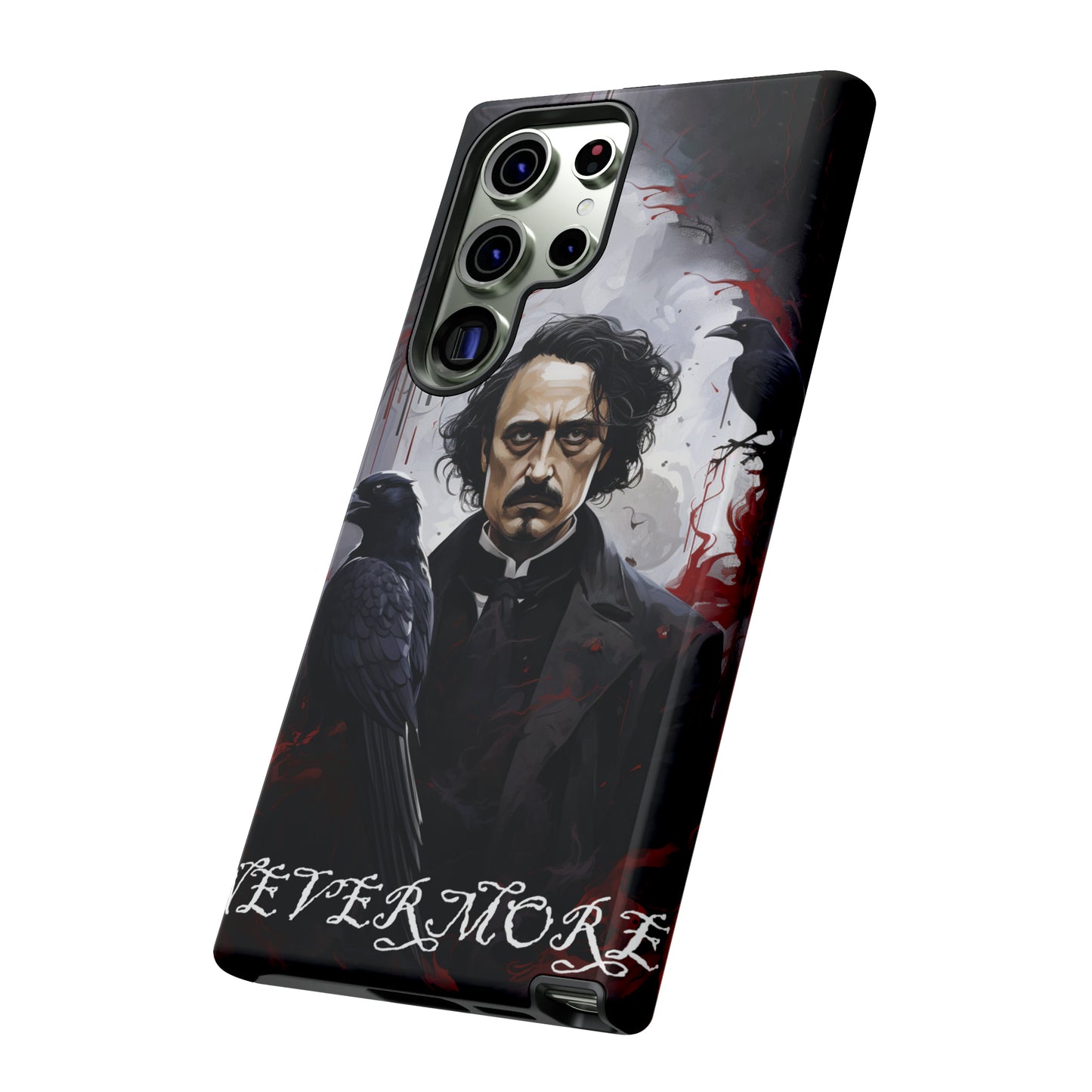 Nevermore Edgar Allen Poe, gothic Raven, Retro Samsung Galaxy Phone iPhone 15, 14 Plus 13 12 7 8 Se Horror Dark Academia Style goth Vibe