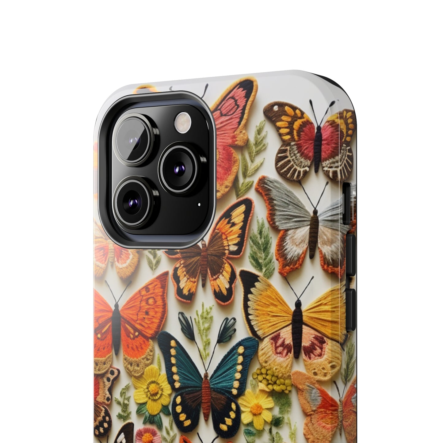 Embroidery Butterflies iPhone Case | Whimsical Elegance and Nature's Beauty in Handcrafted Detail