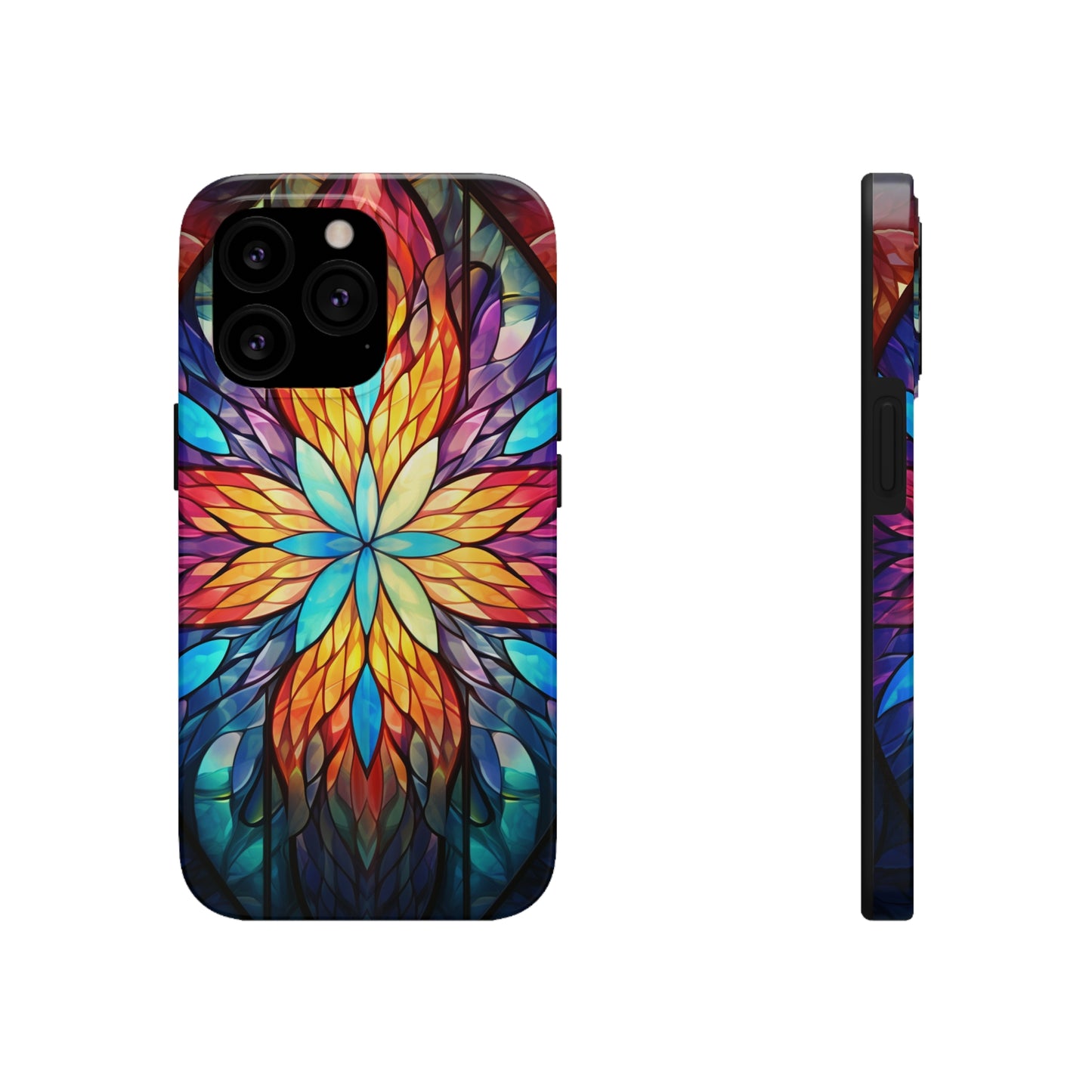 Stained Glass Tough iPhone Case | Trippy Psychedelic Colorful Flowers Floral Aesthetic Retro iPhone 14 Plus 13 12 7 8 Se Trendy Hippie Boho