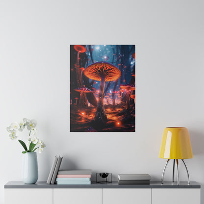 Enchanting Magic Mushroom Psychedelic Forest Bioluminescence - Matte Canvas, Stretched