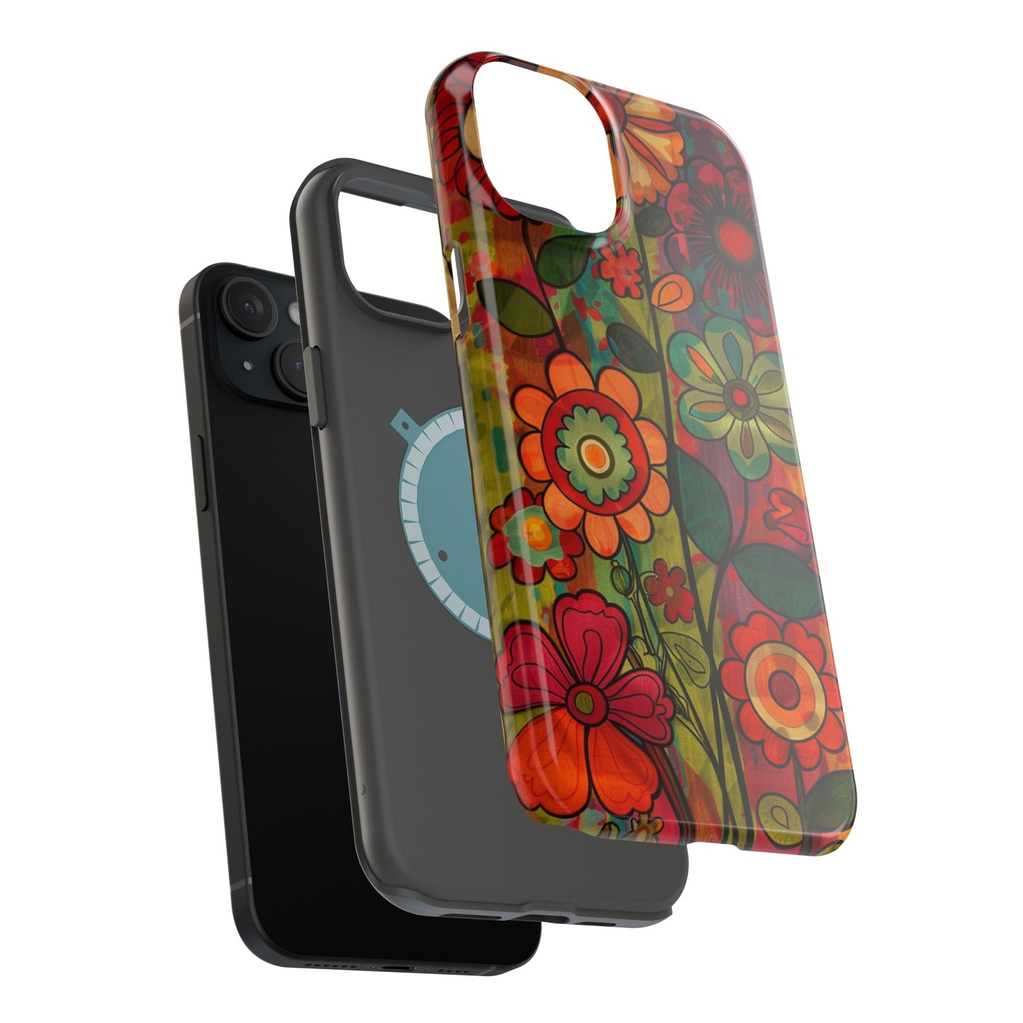 Retro Watercolor Abstract Floral Summer Style MagSafe Phone Case, iPhone 15 Case