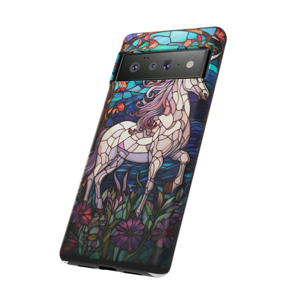 Unicorn Stained Glass iPhone, iPhone Case Retro Samsung Galaxy Phone Tough Case iPhone 15 14 Plus 13 12 7 8 Se Hippie Boho Style