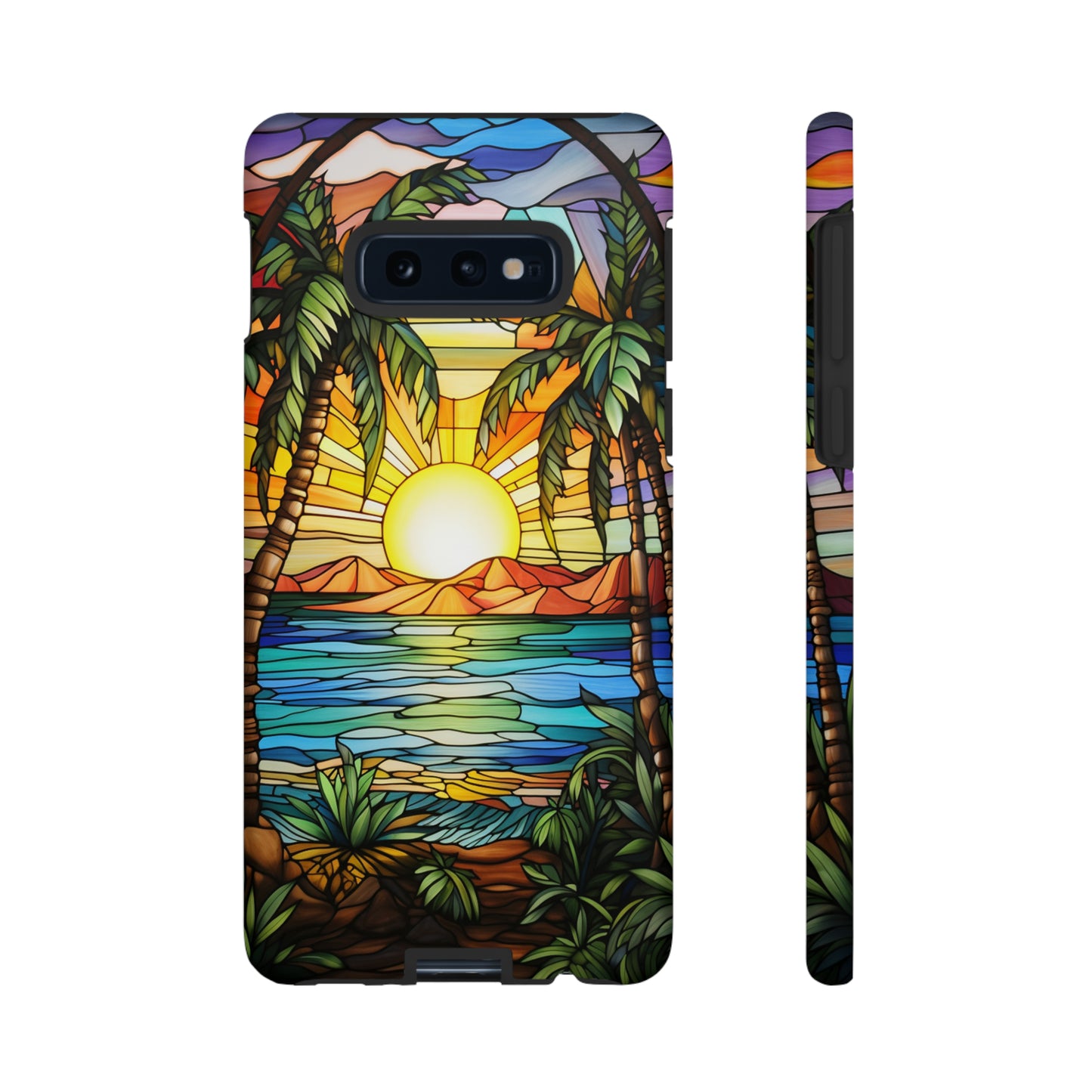 Tropical Stained Glass Sunset Beach