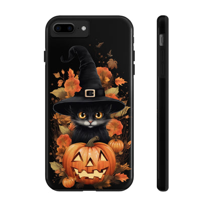 Trick or Treat Delight: Adorable Witch Cat Halloween Celebration | Whimsical iPhone Case