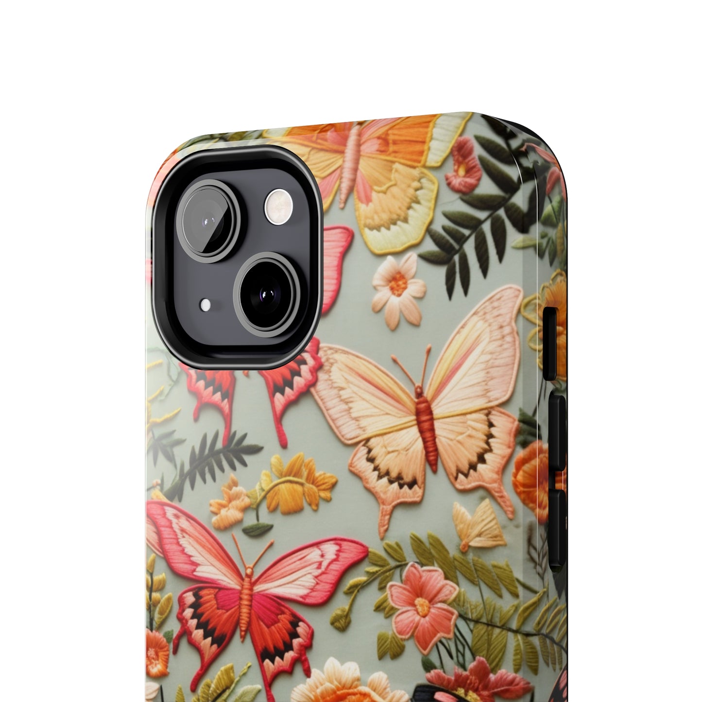 Embroidery Butterflies iPhone Case | Whimsical Elegance and Nature's Beauty in Handcrafted Detail