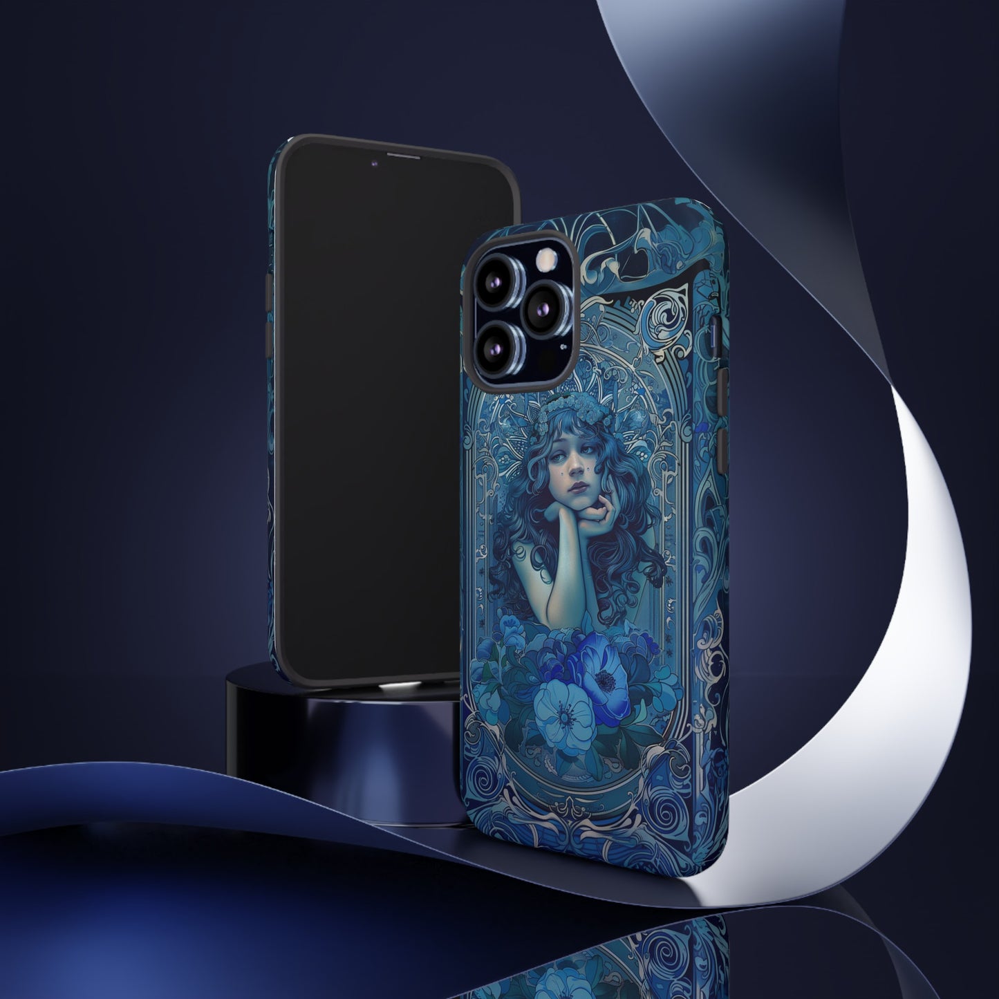 Blue Floral Art Nouveau Style Phone Case