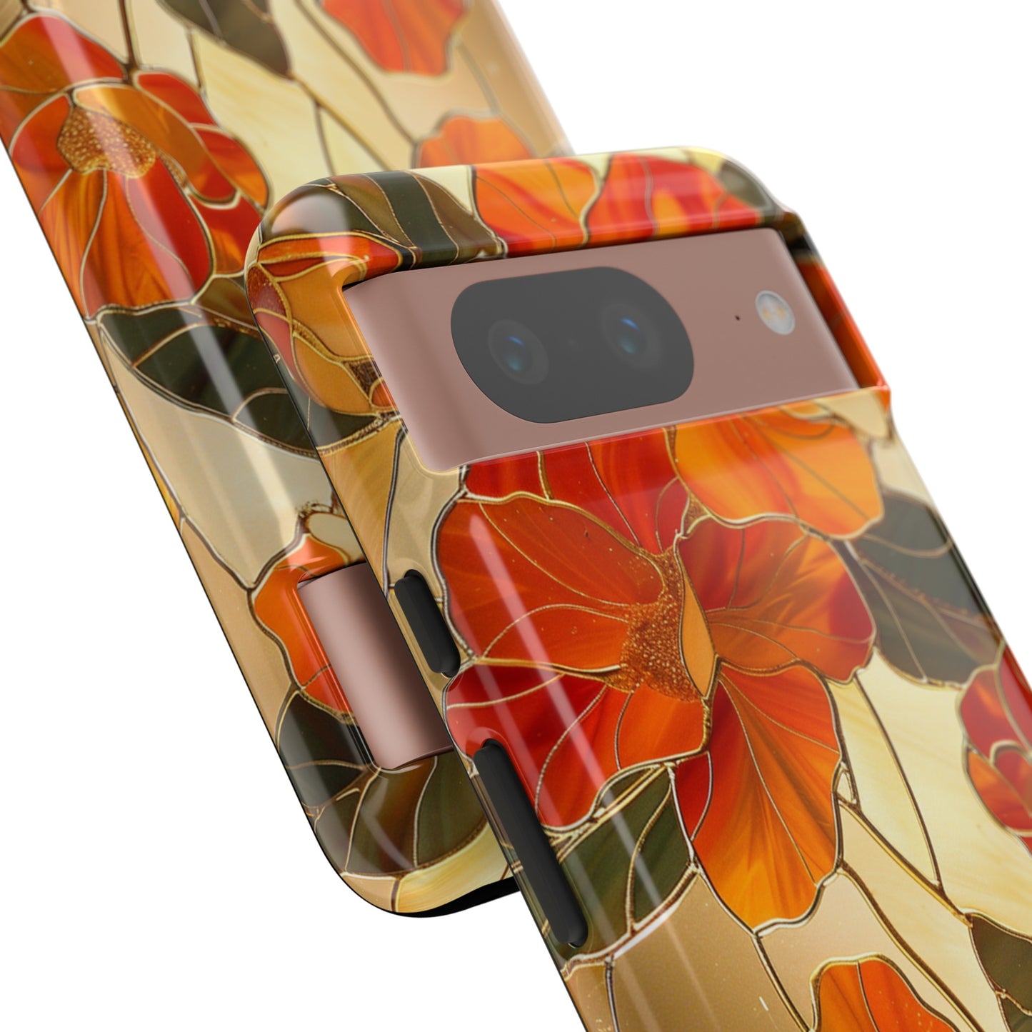 Orange Floral Phone Case Stained Glass Flower Aesthetic