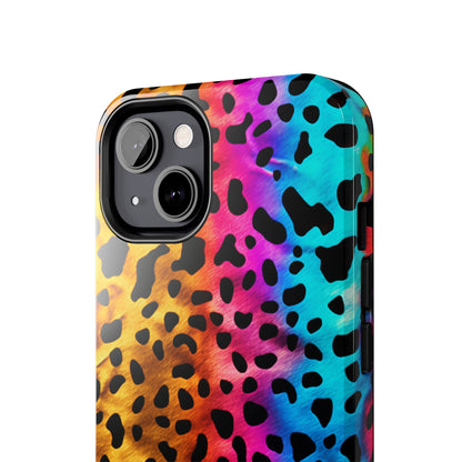 Kaleidoscopic Wild: Psychedelic Rainbow Leopard Print | Dazzling iPhone Case