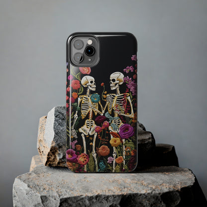 Love Halloween Skeletons Embroidery iPhone Case | iPhone X to iPhone 14 Pro Max