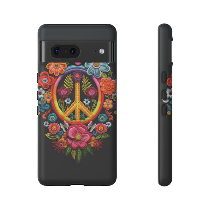 Peace Sign Embroidery Floral Hippie Style Phone Case