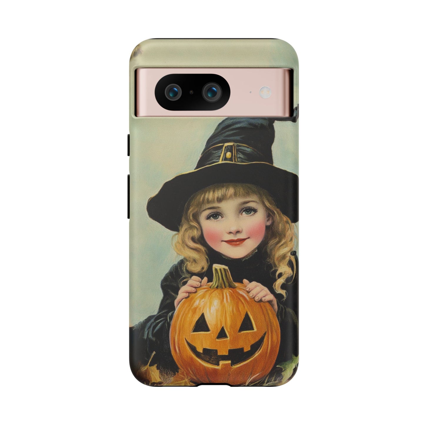 Vintage Halloween Card Witch and Jack-o'-lantern Phone Cover