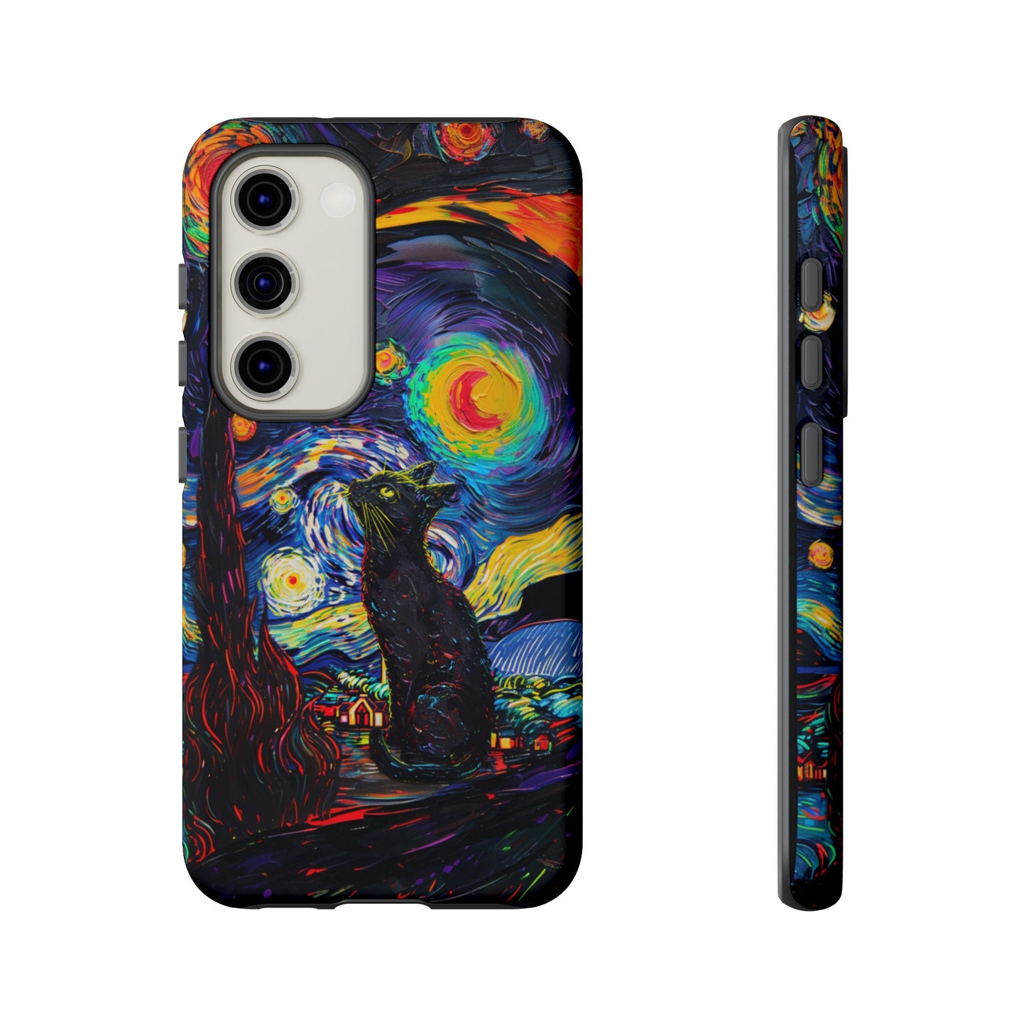 Starry Night Black Cat Van Gogh Painting Art Phone Case