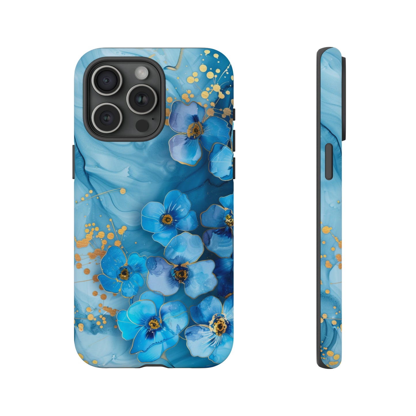 Forget Me Nots Gold Color Splash Floral Design Phone Case