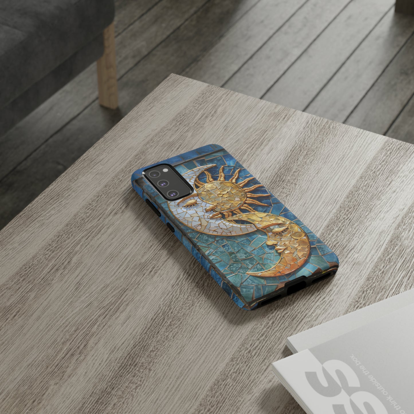 Boho Sun and Moon Mosaic Tile Stained Glass Phone Case