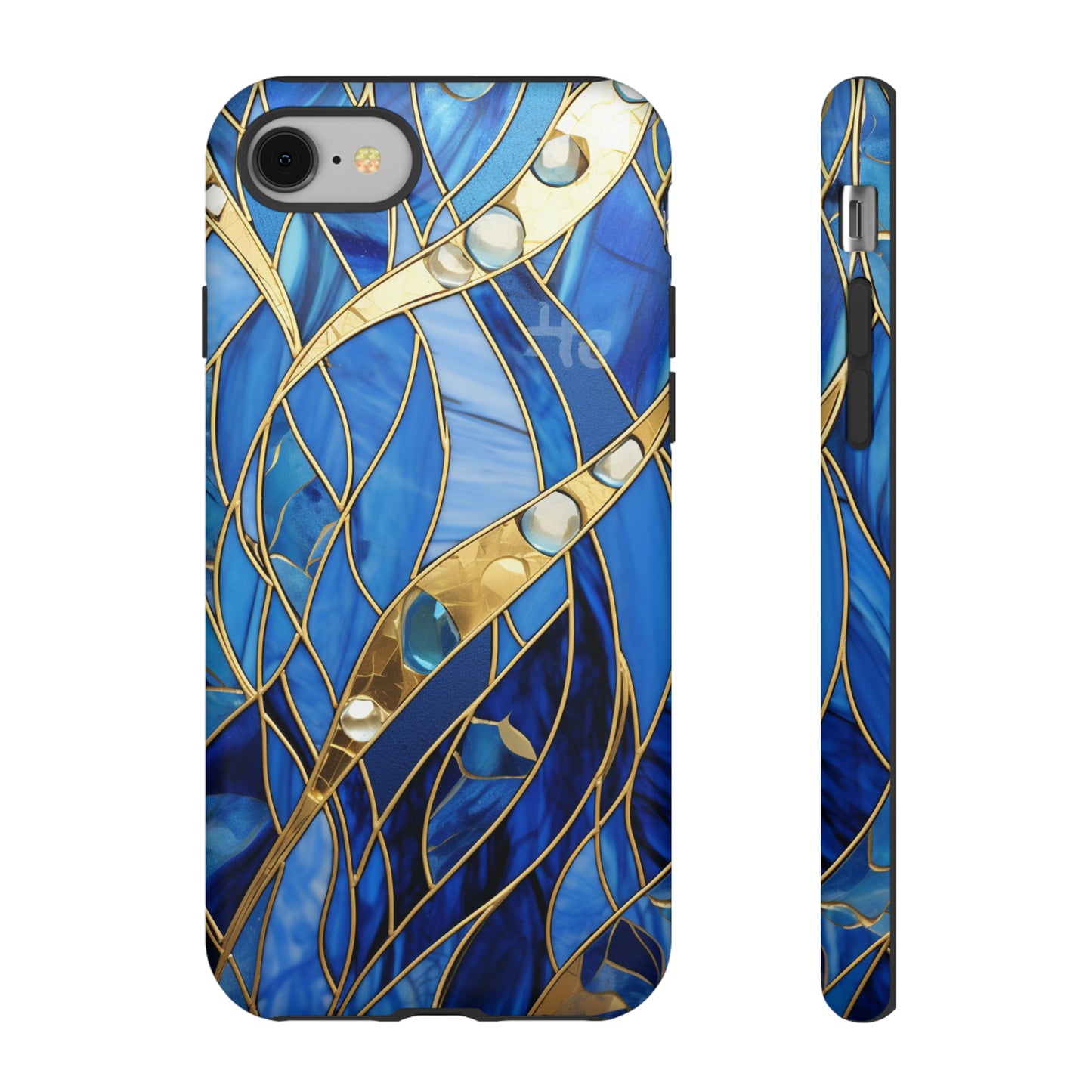 Periwinkle Blue Stained Glass with Gold Inlay