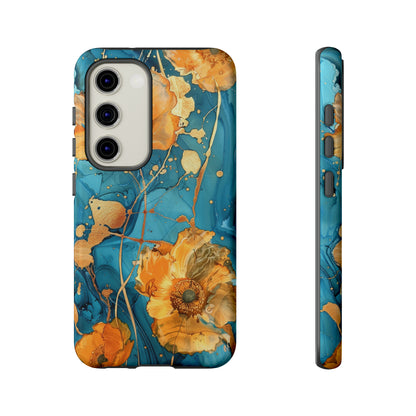 Gold Poppies Color Splash Floral Design Phone Case