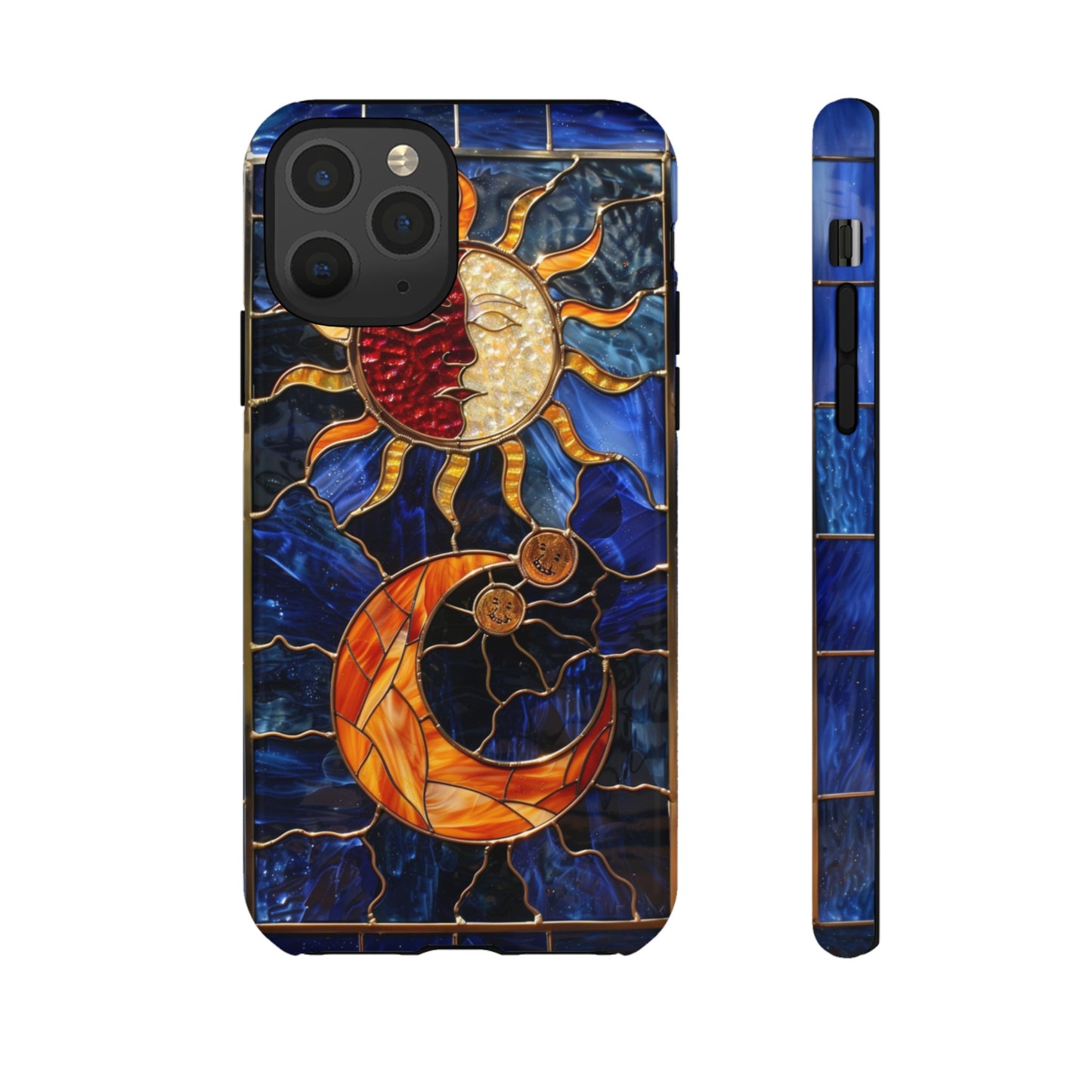 Celestial Stained Glass Moon and Stars iPhone 15 Case