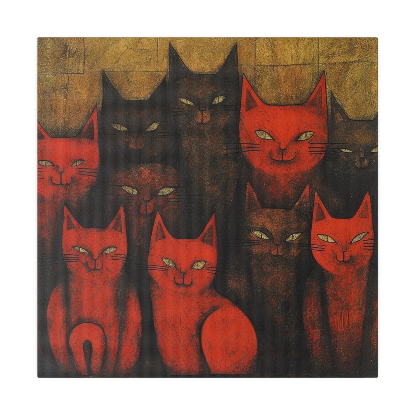 Herd of cats Surrealistic AI Generated Artwork | Stretched Canvas Print