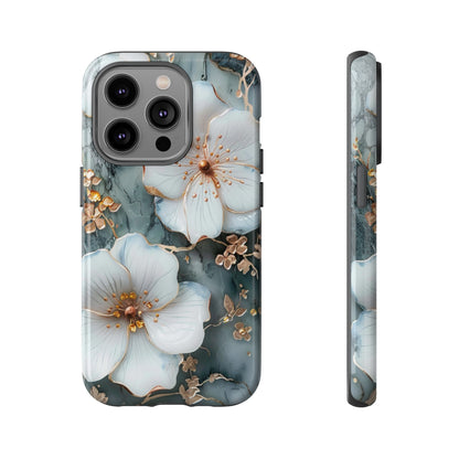 White Flower on Marble Stone  Phone Case