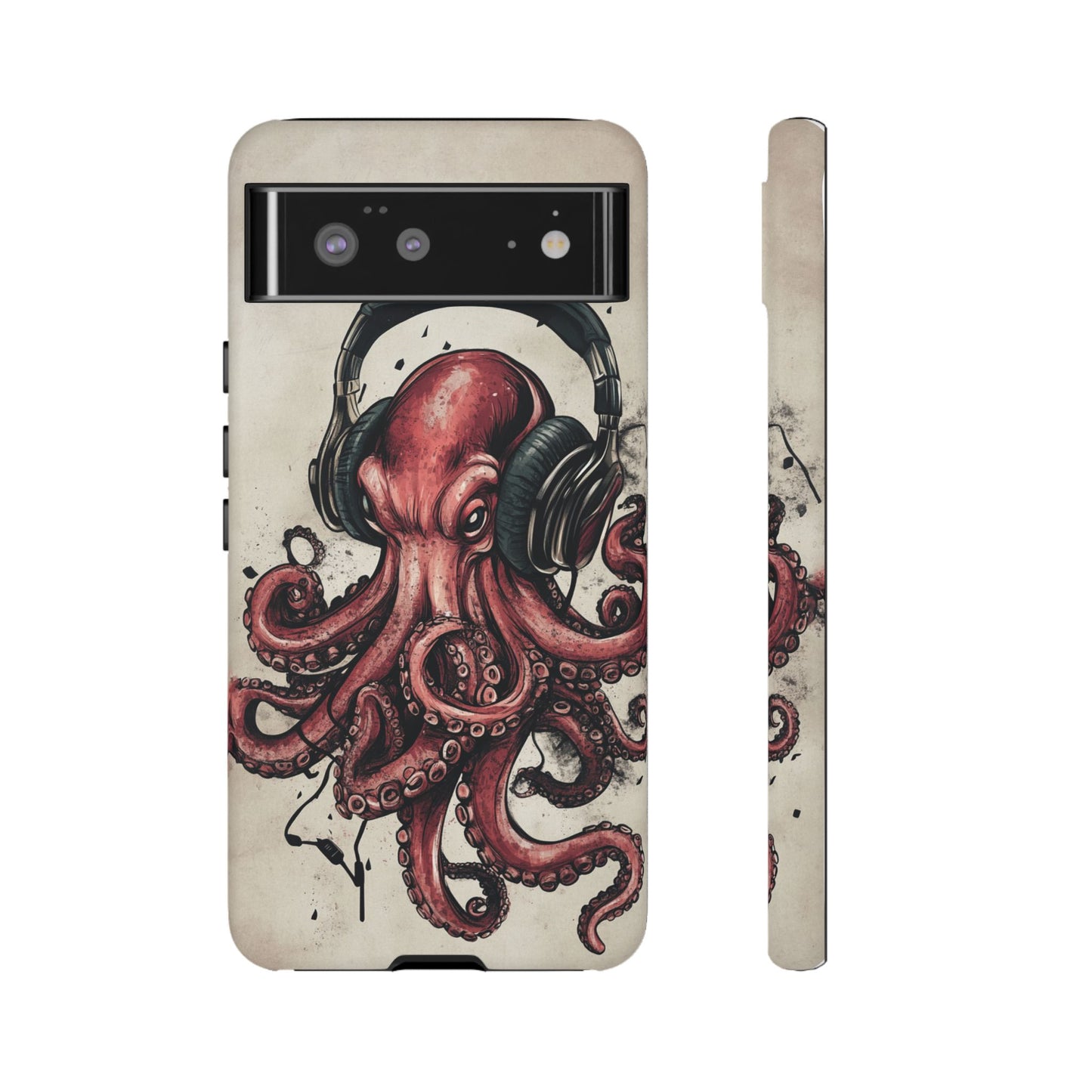 Retro Style Japanese Octopus Listening to Headphones Phone Cover