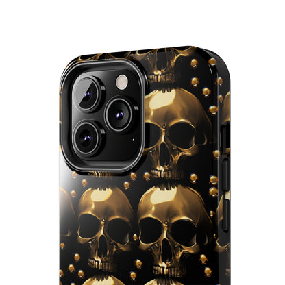 iPhone Case Golden Enigma: Where Goth Meets Glamour | Gold Skulls iPhone Tough Case