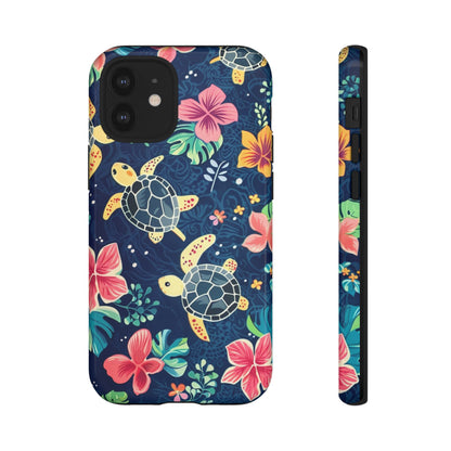 Undersea Floral Blue Sea Turtle Phone Case