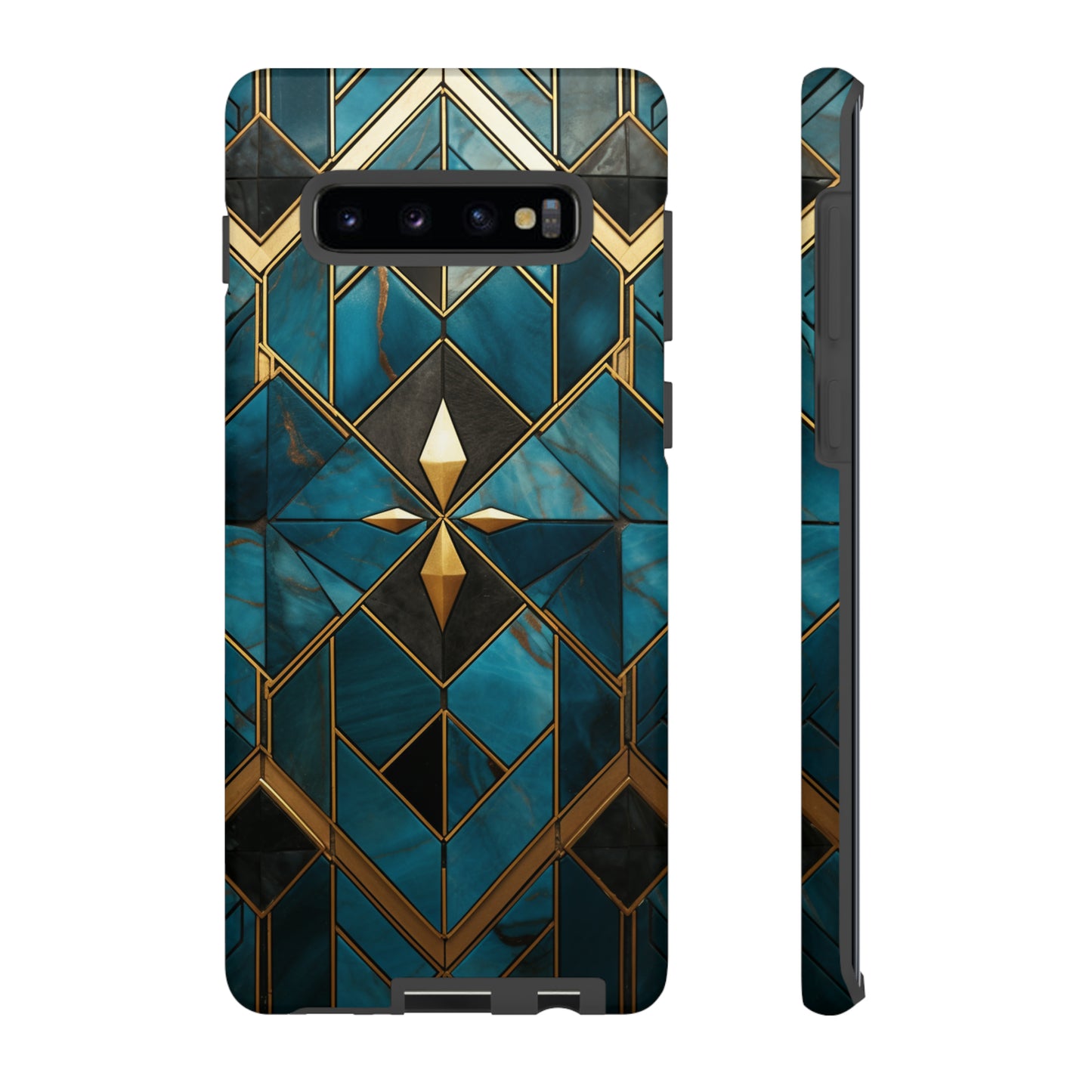 Gold and Blue Marble Mosaic Phone Case