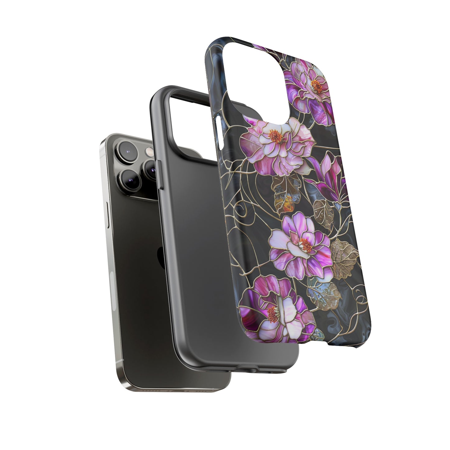 Magenta Color Floral Stained Glass Phone Case