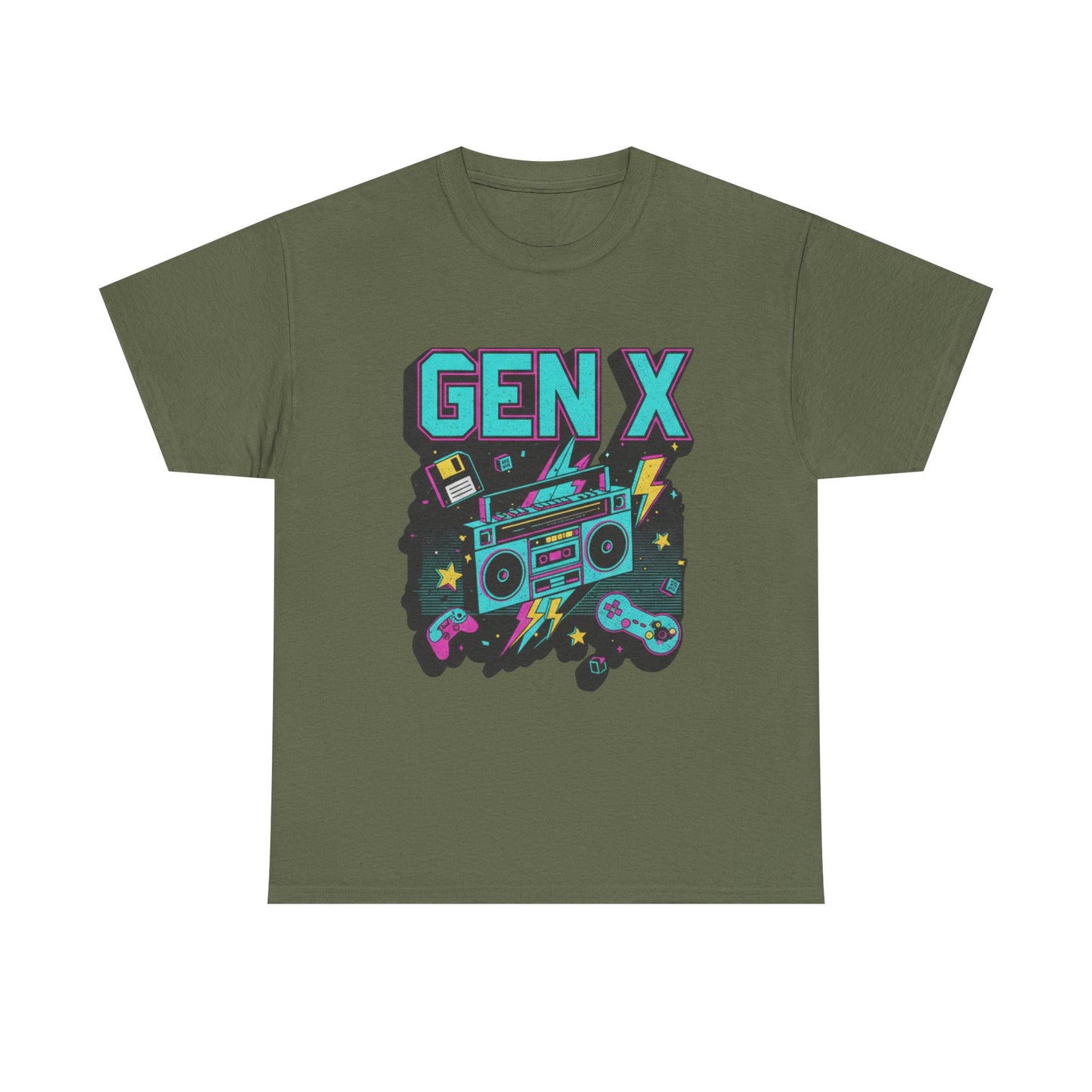Gen X T Shirt Boombox Retro Arcade Gaming Tee