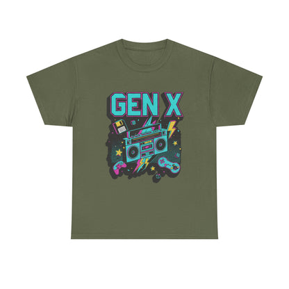 Gen X T Shirt Boombox Retro Arcade Gaming Tee