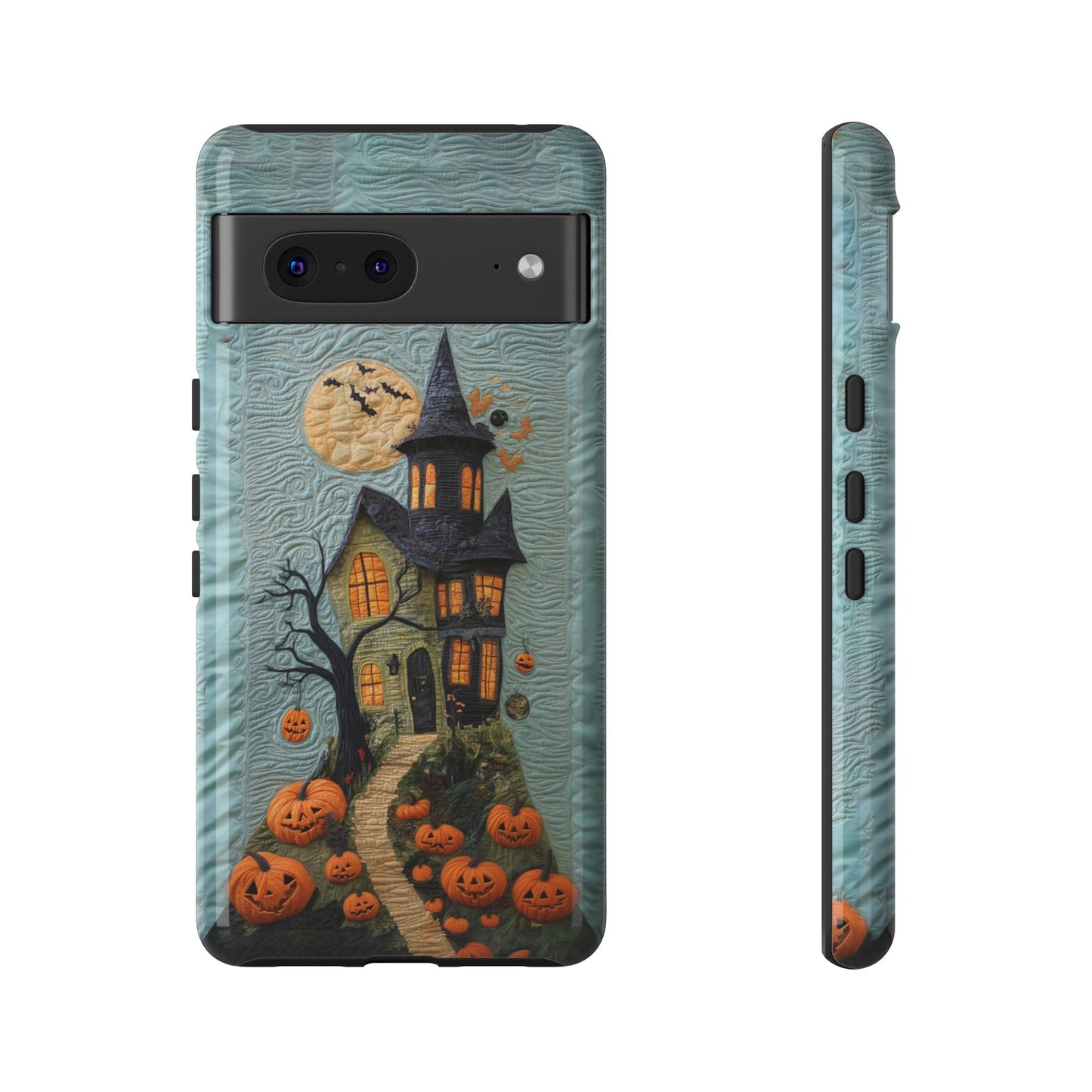 Halloween Haunted House Vintage Embroidery Style Phone Cover