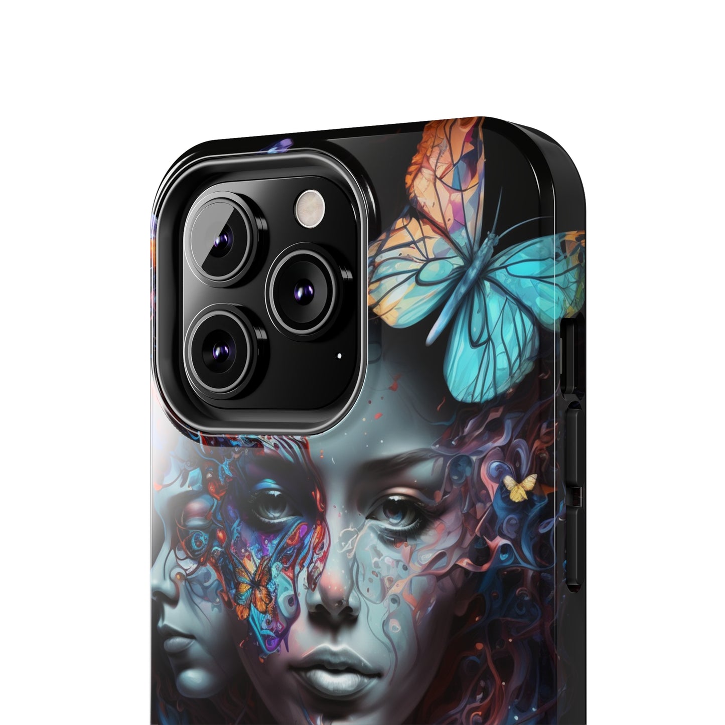 Synthwave Butterfly Girl Trippy Fantasy Art iPhone Case | Embrace the Futuristic Vibe with Whimsical Artistry