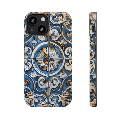 Azulejo Porcelain Blue & Creamy White Tile Mediterranean Design Phone Case