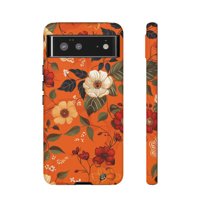 Orange Floral Phone Tough Case