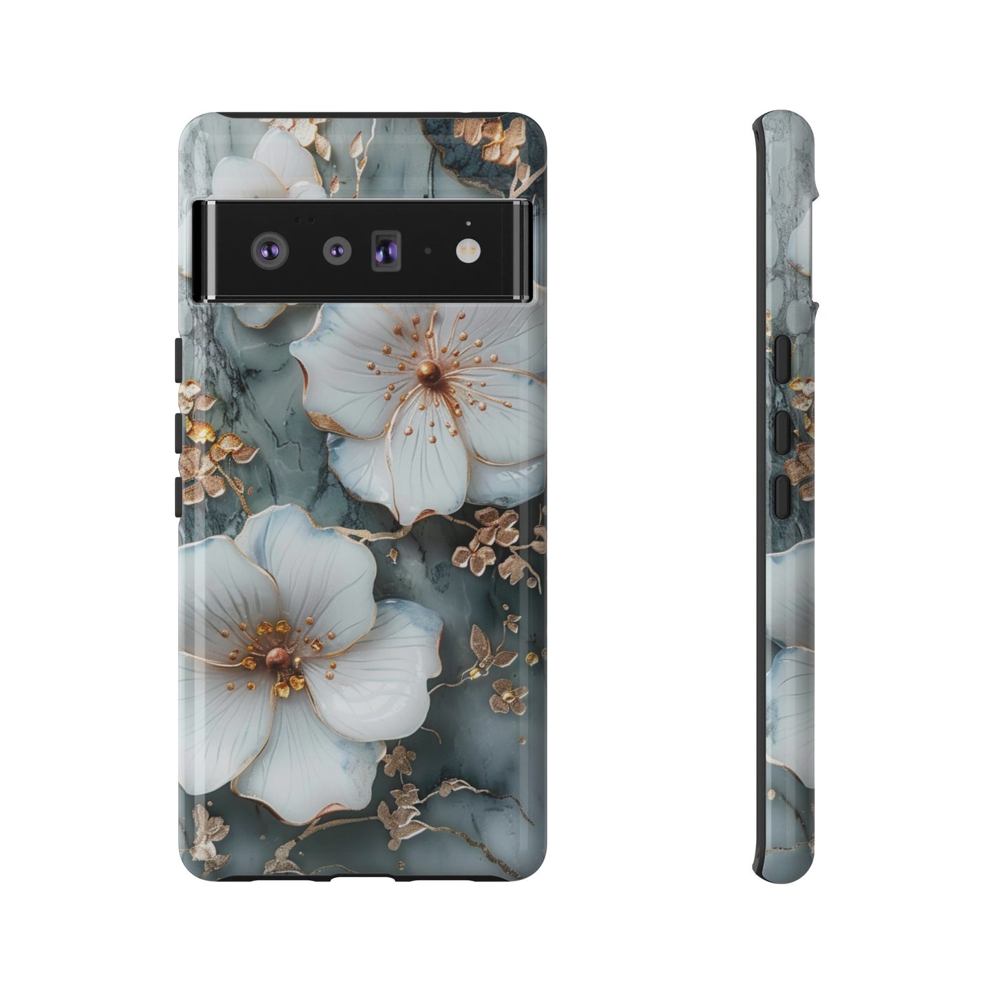 White Flower on Marble Stone  Phone Case