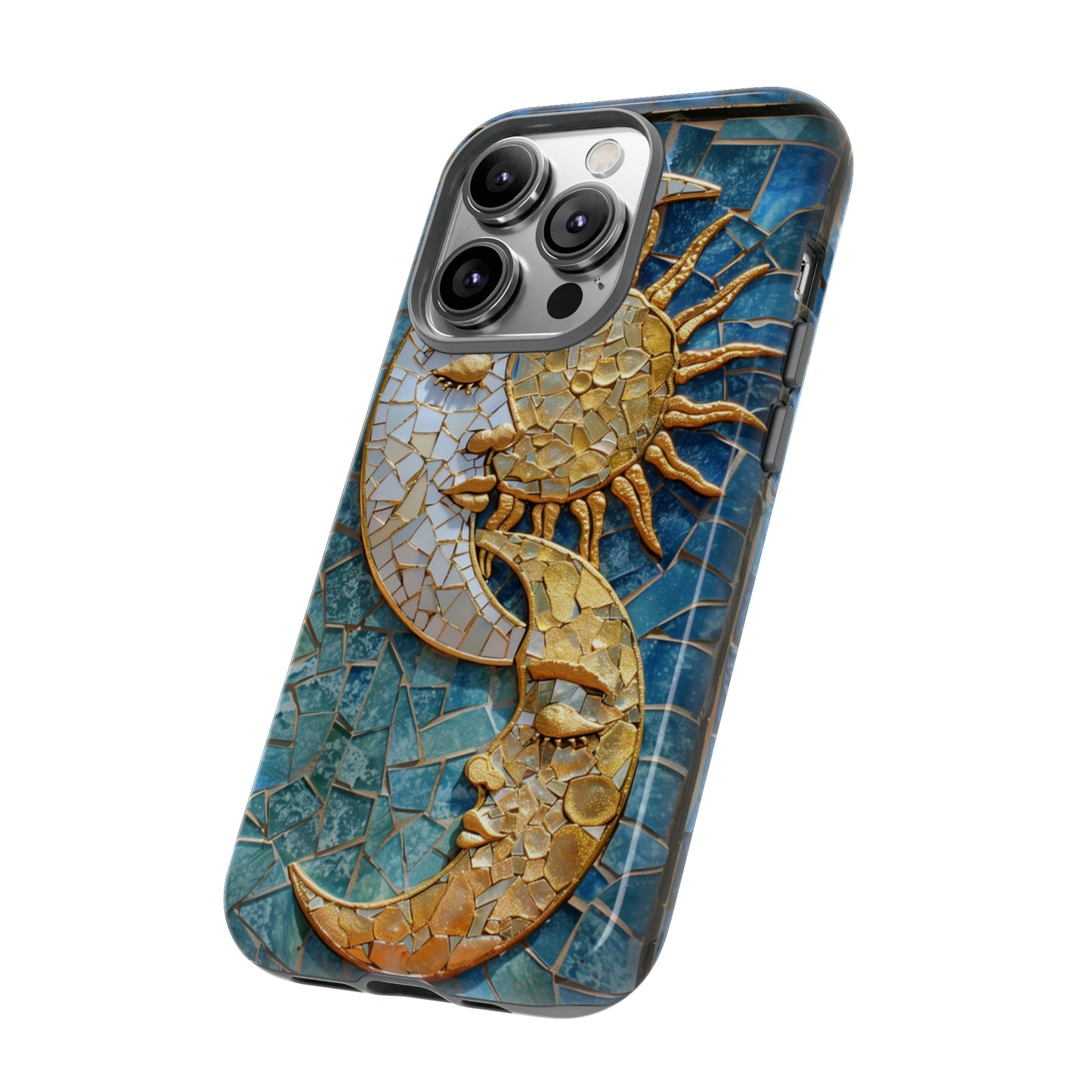 Boho Sun and Moon Mosaic Tile Stained Glass Phone Case