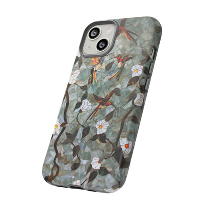 Stained Glass Hummingbirds and Flowers iPhone Case