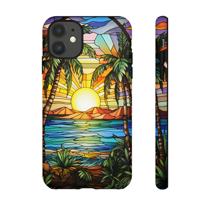 Tropical Stained Glass Sunset Beach