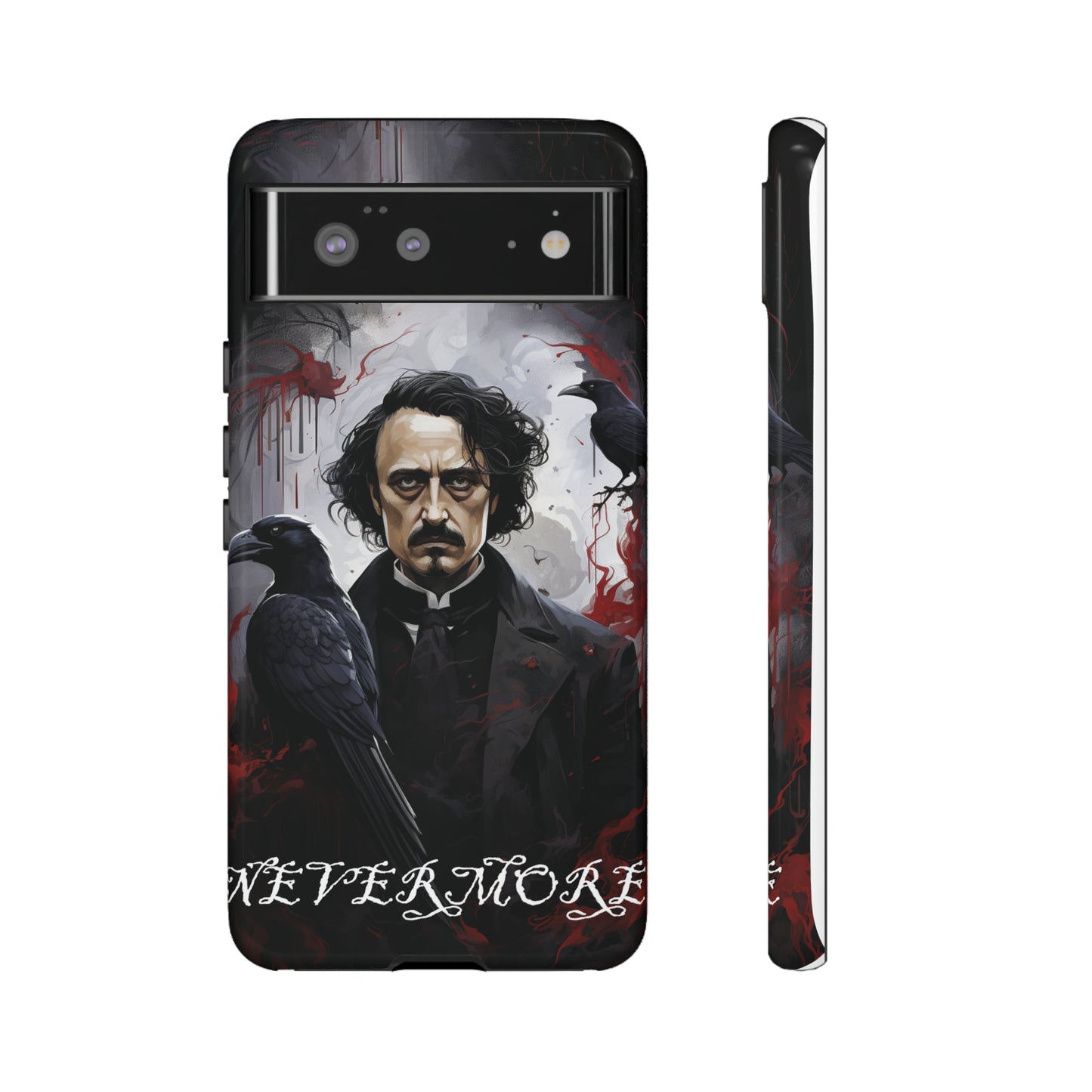 Nevermore Edgar Allen Poe, gothic Raven, Retro Samsung Galaxy Phone iPhone 15, 14 Plus 13 12 7 8 Se Horror Dark Academia Style goth Vibe