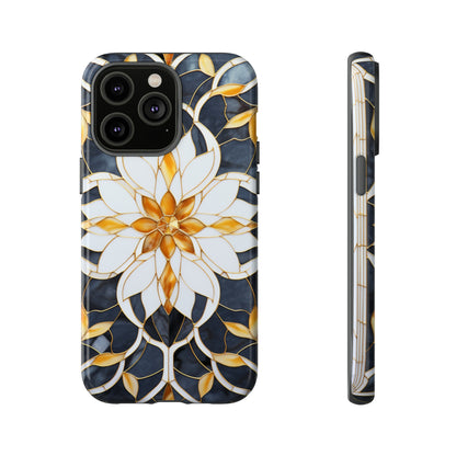 Art Deco Floral Gold & Blue Mosaic