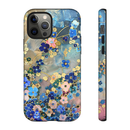 Forget Me Nots Gold Color Splash Floral Design Phone Case