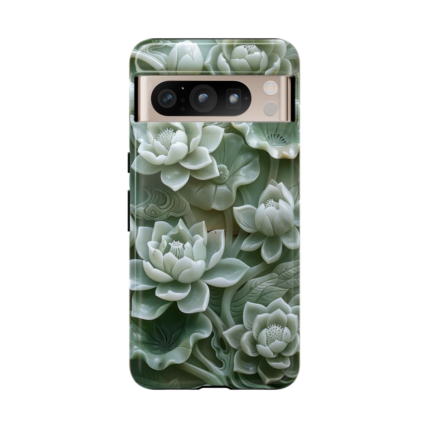 Green Jade Lotus Floral Art Phone Case