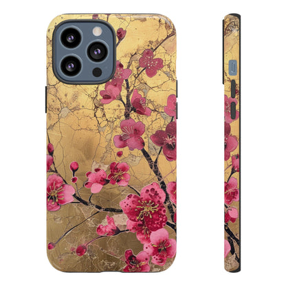 Pink Forget Me Nots Gold Floral Phone Case